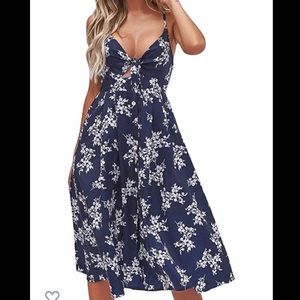 NWT Navy Floral Sleeveless Midi Dress
